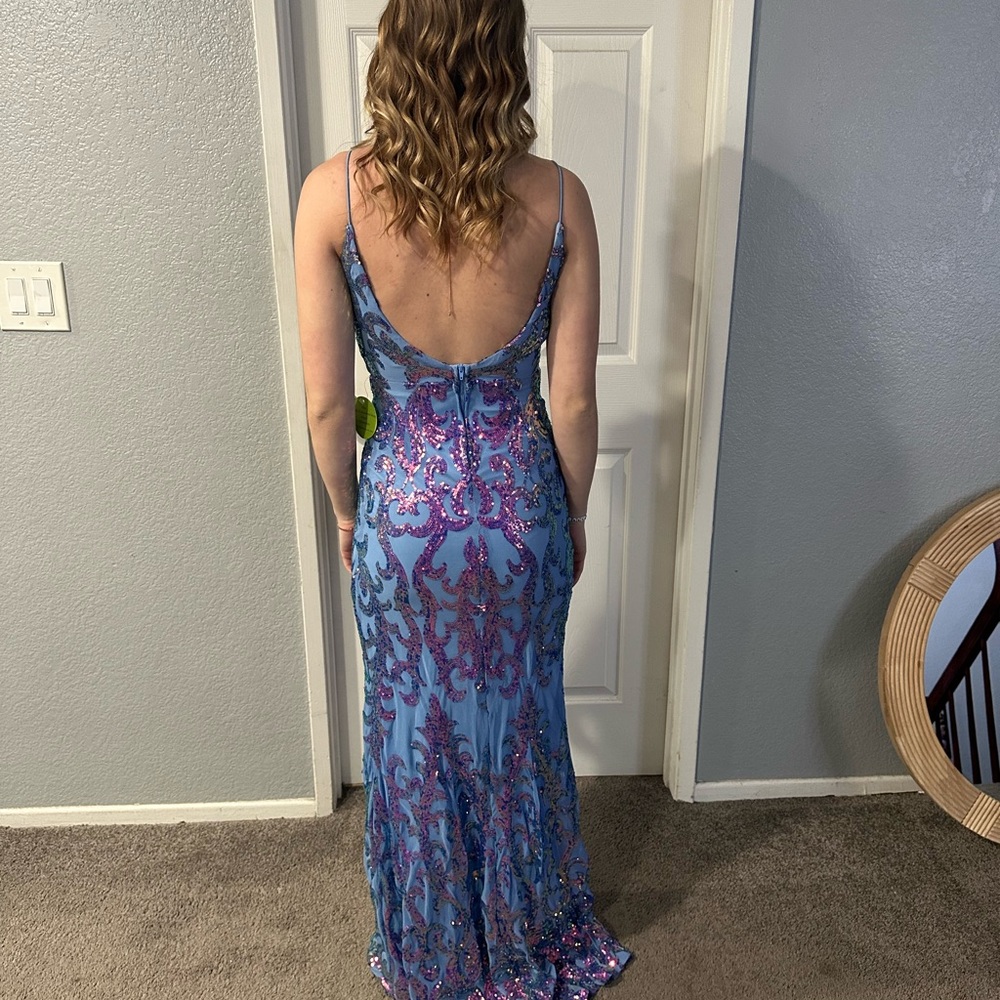 Blue sequin prom dress